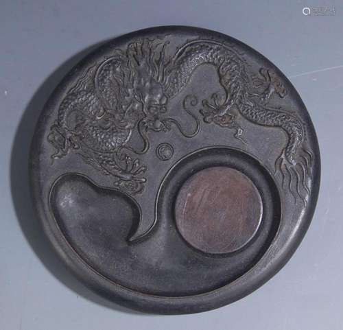 A FINE DRAGON CARVING STONE INKSTONE