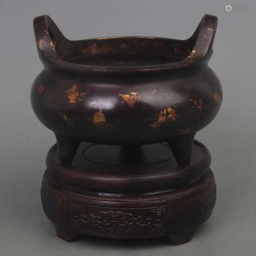 A XUAN DE STYLE SPRINKLE GOLD BRONZE CENSER