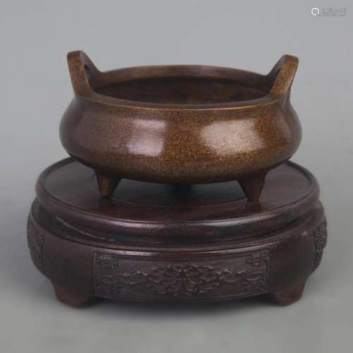 A FINE BRONZE THREE FOOT BRONZE CENSER