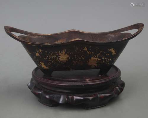 A FINE GOLD INGOT SHAPED SPRINKLE GOLD INCENSE BURNER