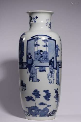 Blue and white character story map mallet bottle
