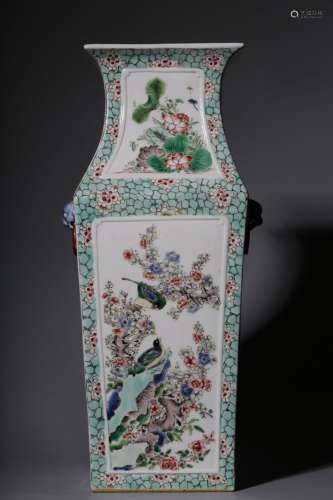 Colorful flower and bird pattern square bottle