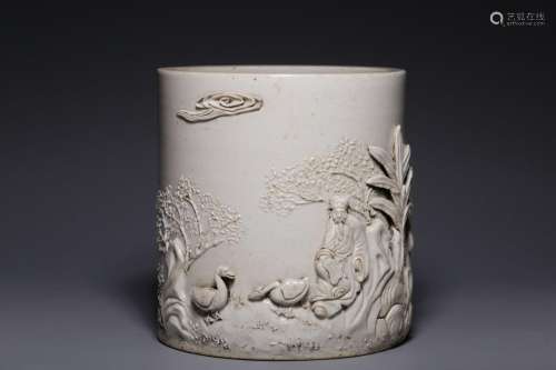 "Wang Bingrong system"white glaze carving"Por...