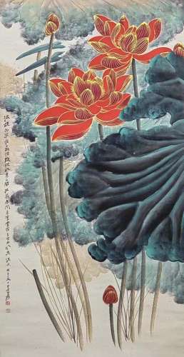 Zhang Dasplash color lotus illustration