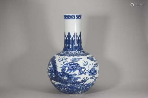 Blue and White Canglong Godson Celestial Ball Vase