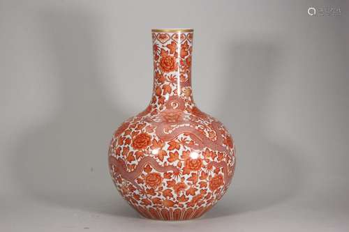 Alum red dragon pattern celestial ball bottle