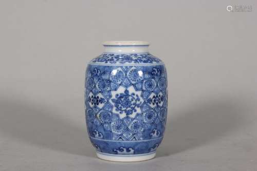 blue and white flower vase