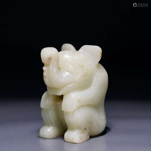 hetian jade elephant ornament