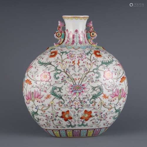 Pastel passionflower pattern double phoenix ear flat bottle