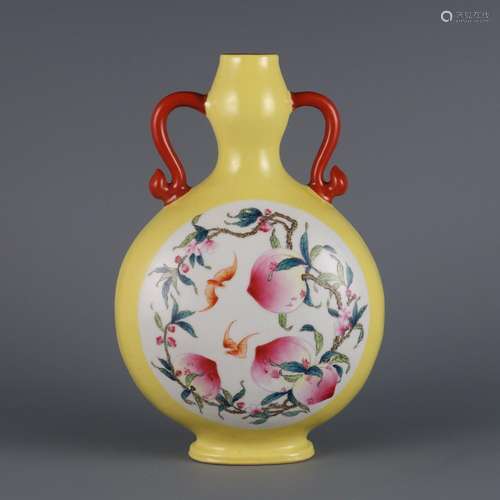 Lemon Yellow Ground Consecrated Pastel Nine Peach Pattern Ru...