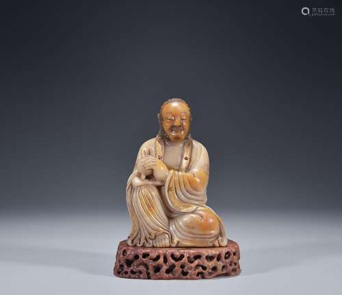 Shoushan Furong Stone Carved Arhat Statue