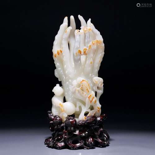 Hetian jade multi-fu and long-lived ornaments