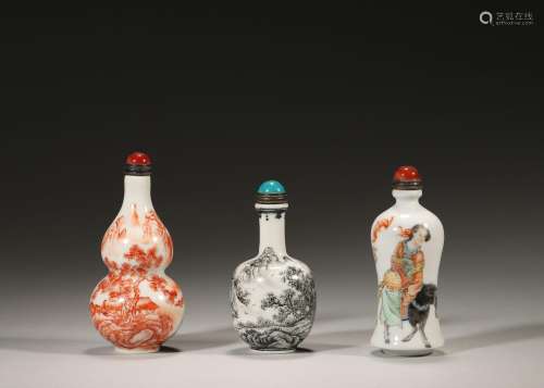A group of porcelain snuff bottles,Qing Dynasty,China