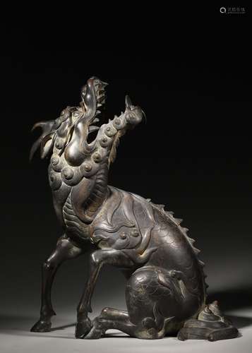 A copper qilin ornament,Ming Dynasty,China