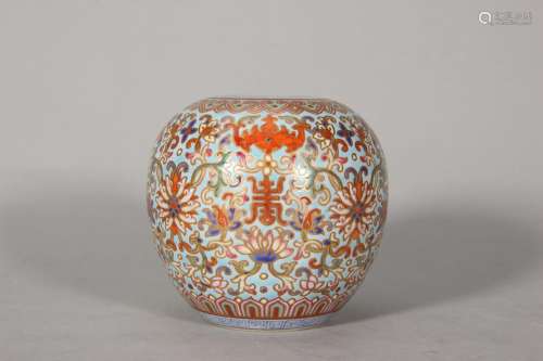 A cloisonne glaze porcelain water pot,Qing Dynasty,China