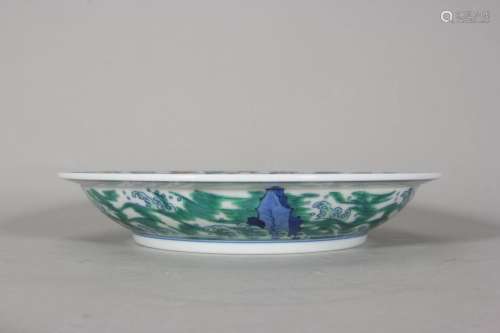 A doucai patterned porcelain plate,Qing Dynasty,China