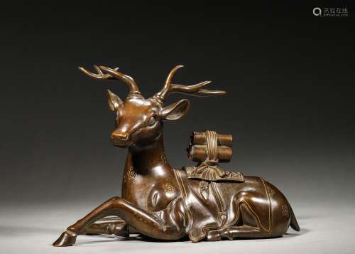 A copper deer ornament,Qing Dynasty,China