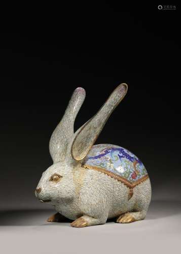A cloisonne rabbit ornament,Qing Dynasty,China