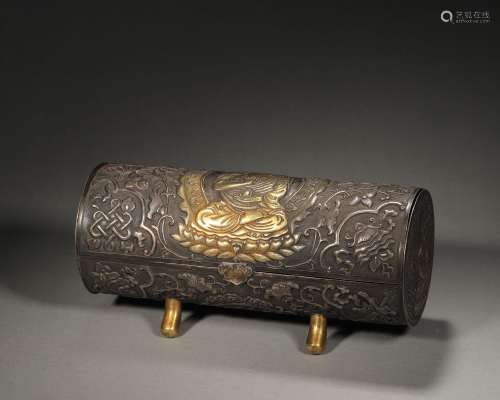 A buddha patterned gilding silver box,Qing Dynasty,China