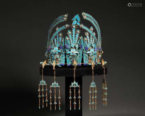 A gilding silver tian-tsui phoenix bird crown,Qing Dynasty,C...
