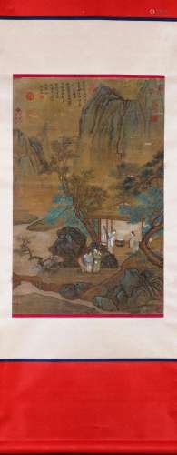 A Chinese painting of landscape and figure, Mayuan mark