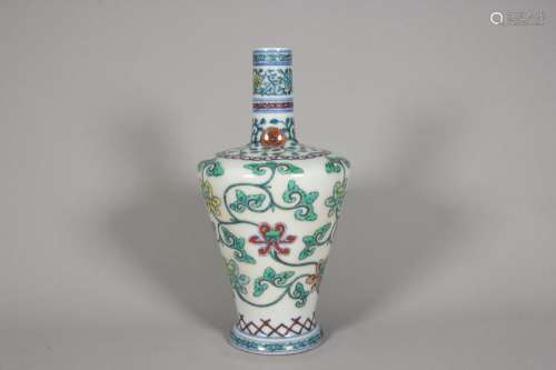 A doucai interlocking flower porcelain bell shaped zun,Qing ...