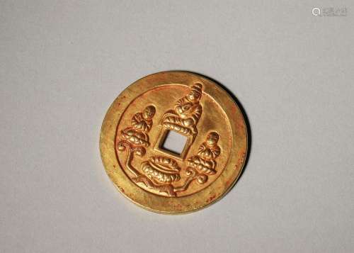A buddha patterned gold coin,Qing Dynasty,China