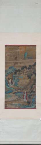 A Chinese painting of landscape and figure, Liu Songnian mar...