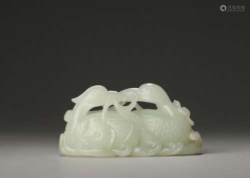 An egret patterned jade ornament,Qing Dynasty,China