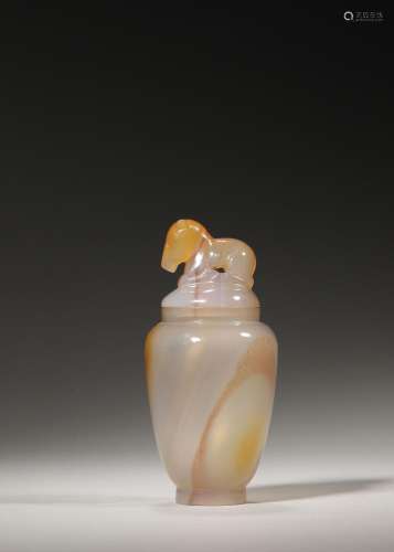 An agate beast covered jar,Qing Dynasty,China