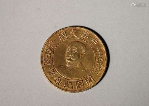 A figure patterned gold coin,The Republic of China