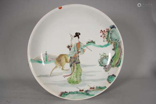 A multicolored figure porcelain plate,Qing Dynasty,China