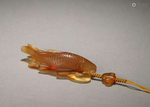 An agate swimming fish ornament,Qing Dynasty,China