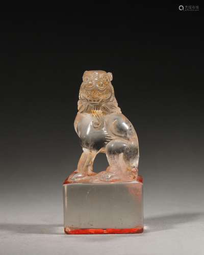 A crystal beast seal,Qing Dynasty,China