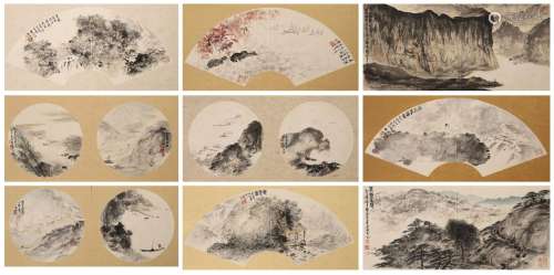 18 pages of Chinese landscape painting, Fu Baoshi mark