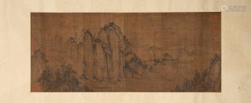 A Chinese landscape painting, Unknown mark,Yuan Dynasty,Chin...