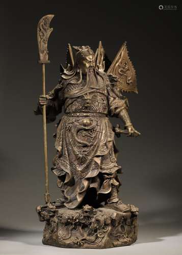 A silver Guanyu statue,Qing Dynasty,China