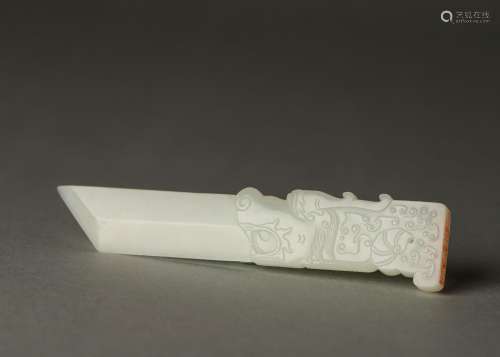 A dragon patterned dagger shaped jade seal,Qing Dynasty,Chin...