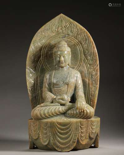 A jade Sakyamuni buddha statue,Ming Dynasty,China