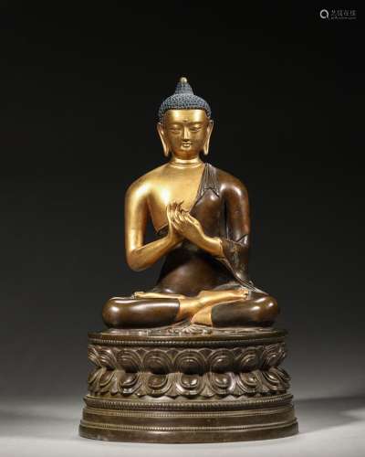 A gilding copper Sakyamuni buddha statue ,Qing Dynasty,China