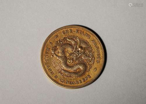 A dragon patterned gold coin,Qing Dynasty,China