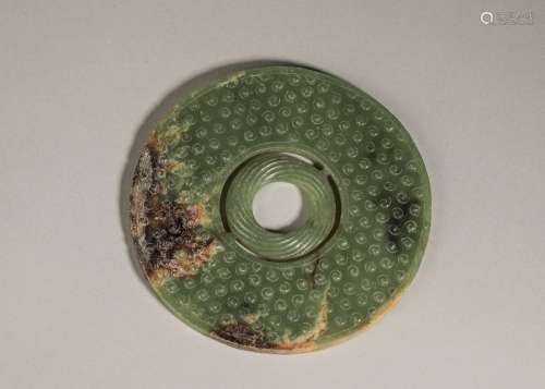 A grain patterned jade pendant,Han Dynasty,China
