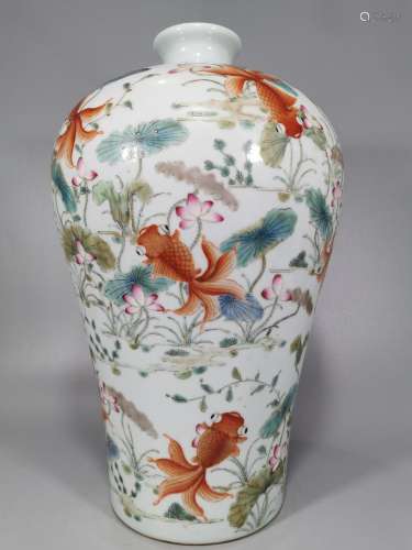 Pastel lotus goldfish large plum vase