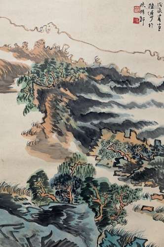 Lu Yanshao Mountains and streams rising from clouds