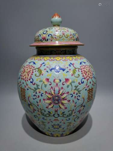 Turquoise and green gold-painted general jar