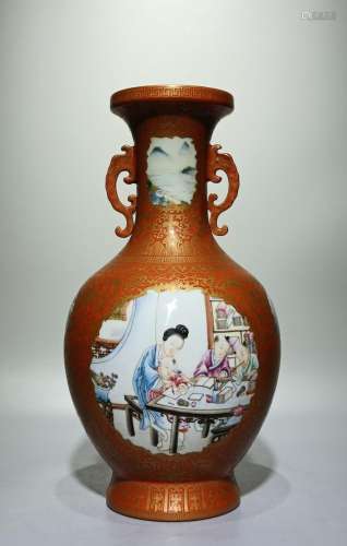 Sand Red Amphora Straight Mouth Bottle
