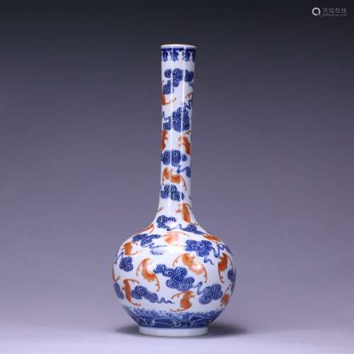 Blue and white underglaze red auspicious cloud Baifu Tianqiu...