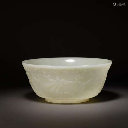 Hetian jade eight-treasure pattern sea bowl