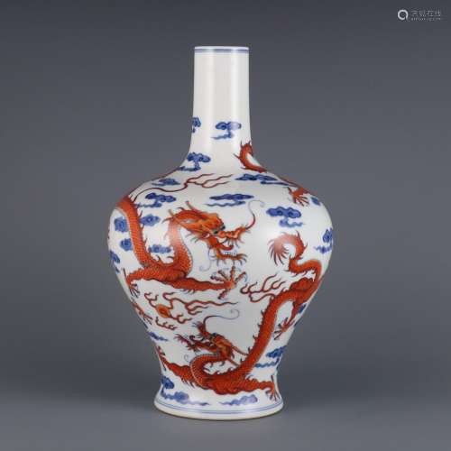 Blue and white plus alum red color cloud dragon pattern nect...