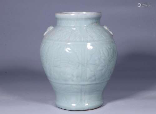 Longquan kiln powder green glaze double shop first jar